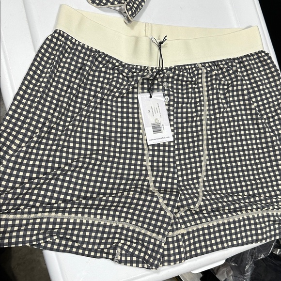 WeWoreWhat Boxer Short in Gingham Antique‎ White & Black NWT Size M - Picture 4 of 5